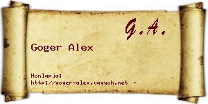 Goger Alex névjegykártya